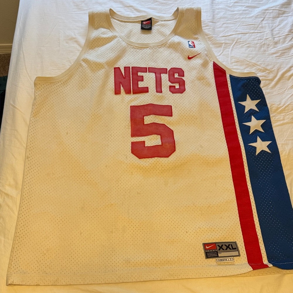 Nike White Nets #5 Jason Kidd AMERICAN FLAG Basketball Jersey